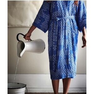 IKEA Kimono TÄNKVÄRD Bath Robe Boho Blue Patterned Unisex Size Small/Medium NWT
